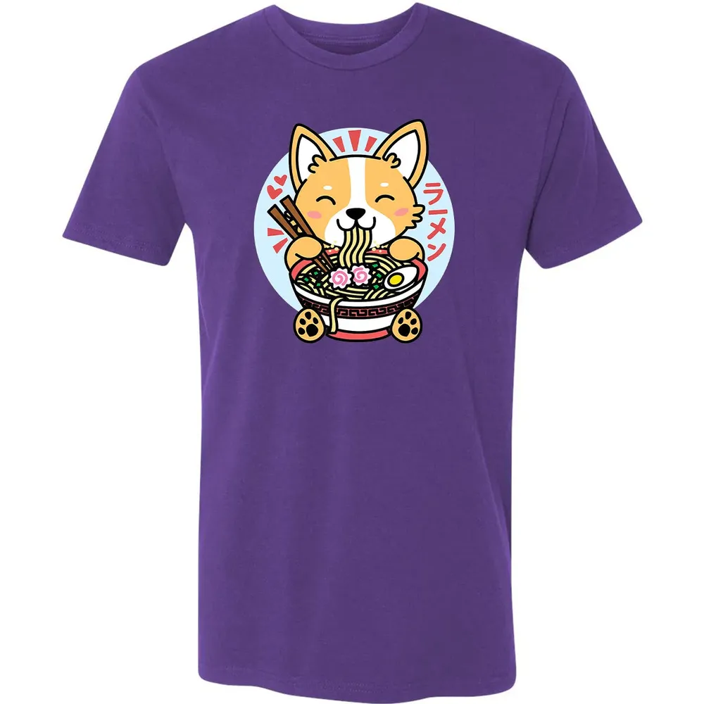 Kawaii Ramen  Cute Anime Dog Corgi Japanese Noodles Premium Unisex T-shirt - 7