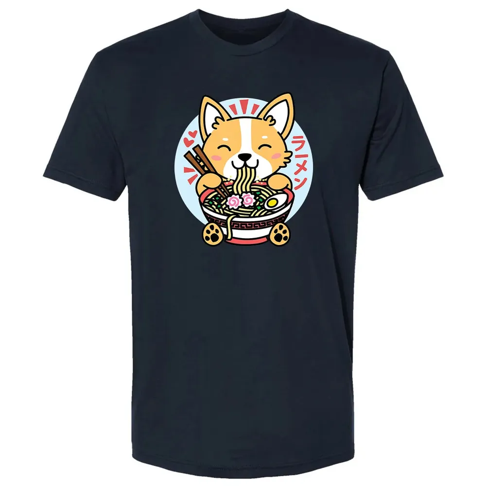 Kawaii Ramen  Cute Anime Dog Corgi Japanese Noodles Premium Unisex T-shirt - 13