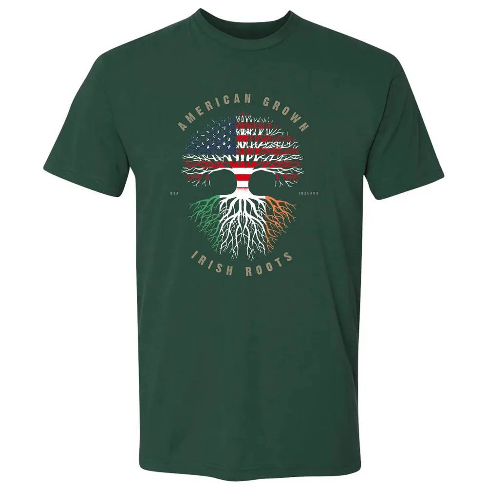 American Grown Irish Roots Ireland Flag Premium Unisex T-shirt - 12