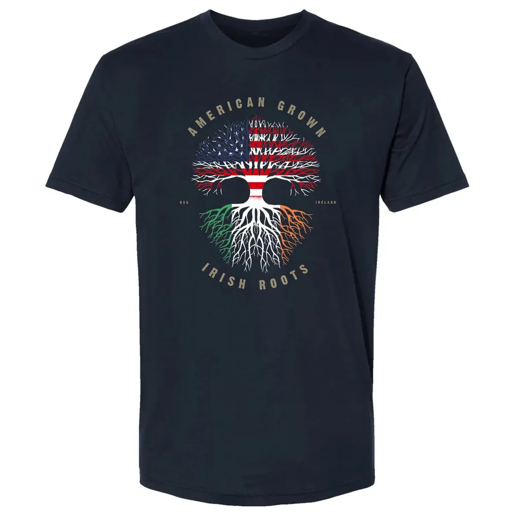 American Grown Irish Roots Ireland Flag Premium Unisex T-shirt - 2