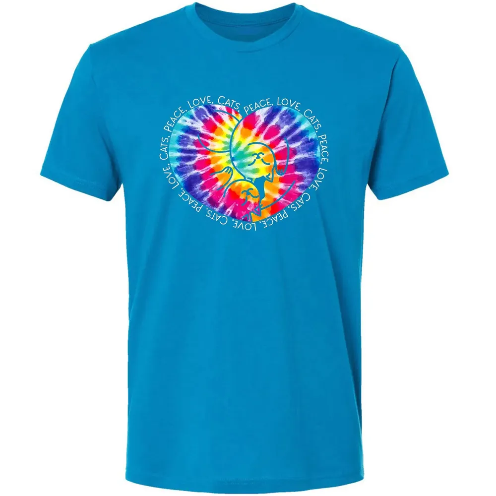 Peace Love Cats Tie Dye Premium Unisex T-shirt - 15