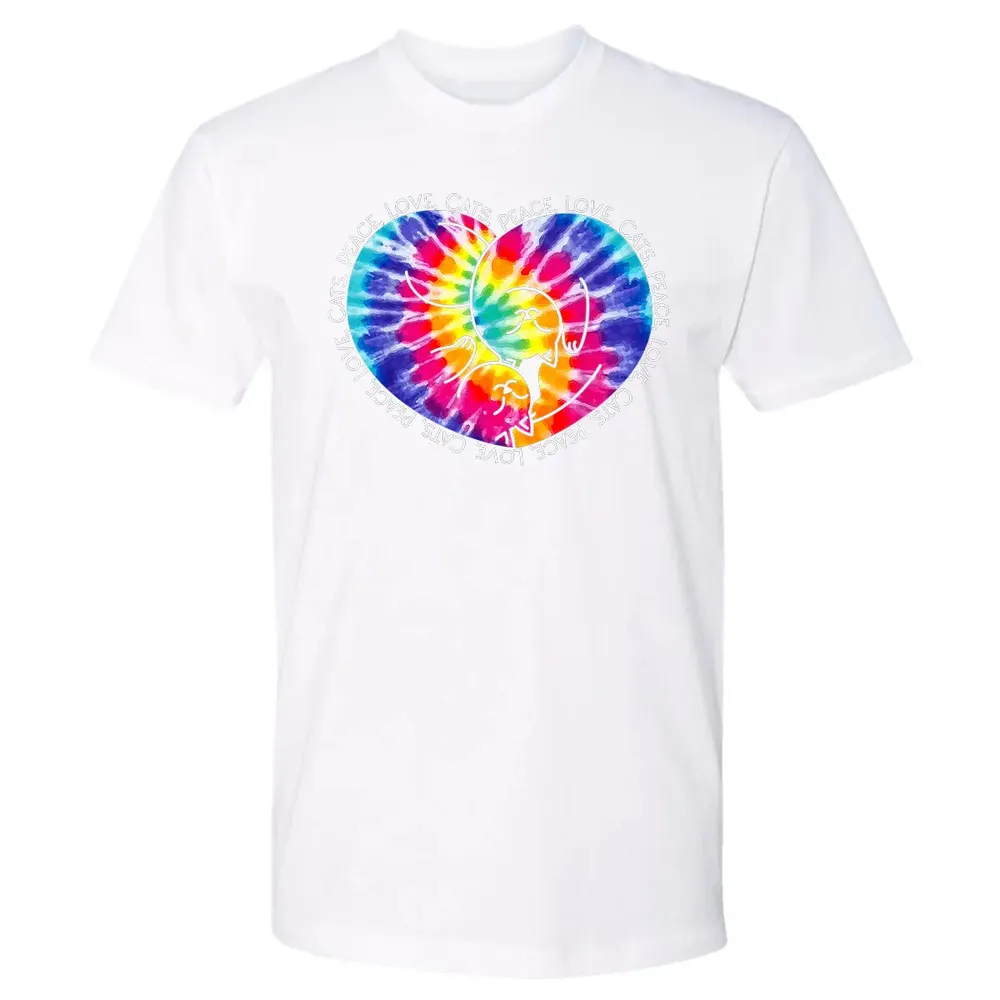 Peace Love Cats Tie Dye Premium Unisex T-shirt - 4