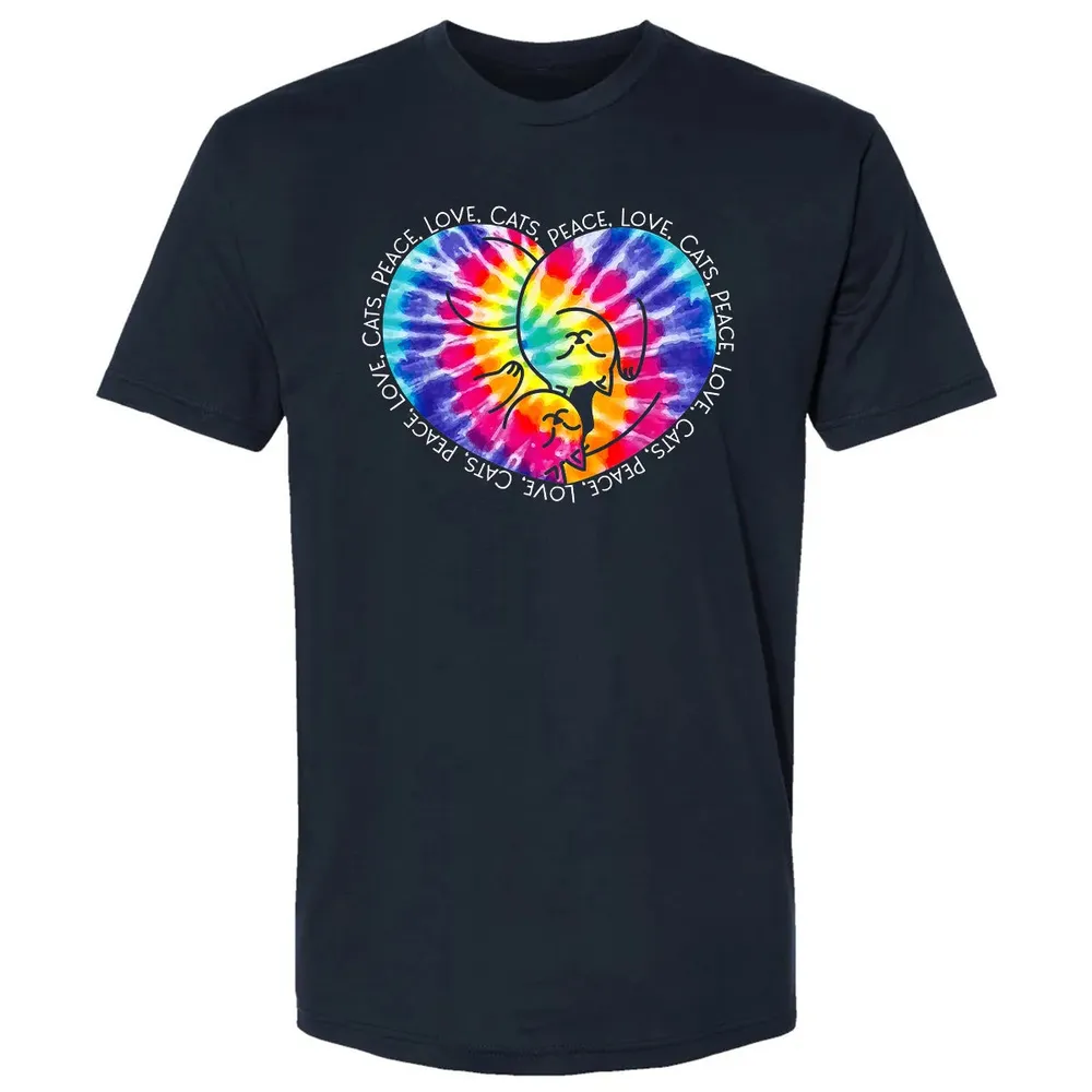 Peace Love Cats Tie Dye Premium Unisex T-shirt - 2
