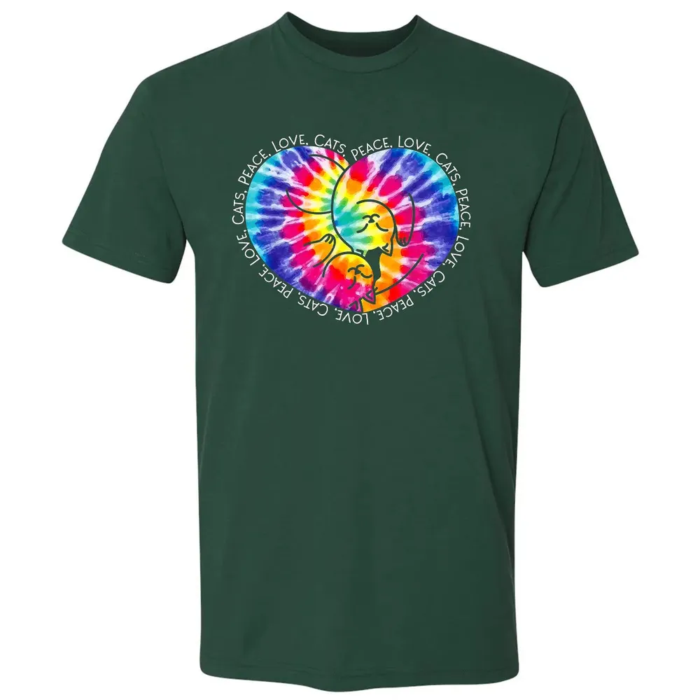 Peace Love Cats Tie Dye Premium Unisex T-shirt - 12