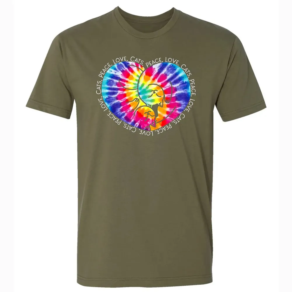 Peace Love Cats Tie Dye Premium Unisex T-shirt - 5