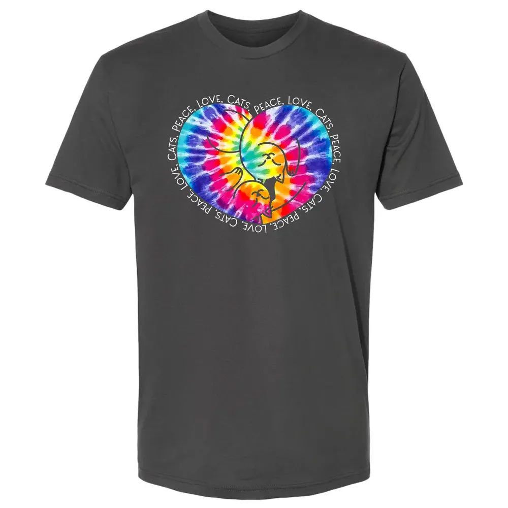 Peace Love Cats Tie Dye Premium Unisex T-shirt - 8