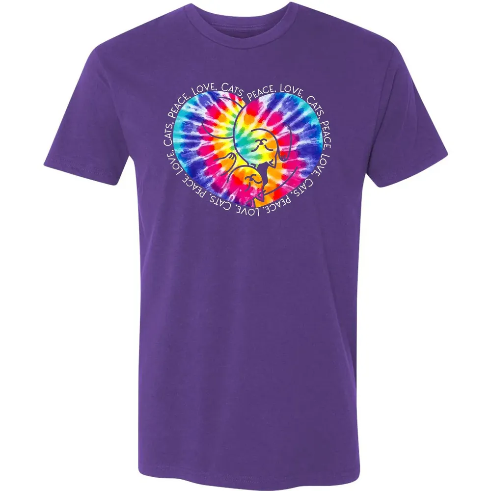Peace Love Cats Tie Dye Premium Unisex T-shirt - 7