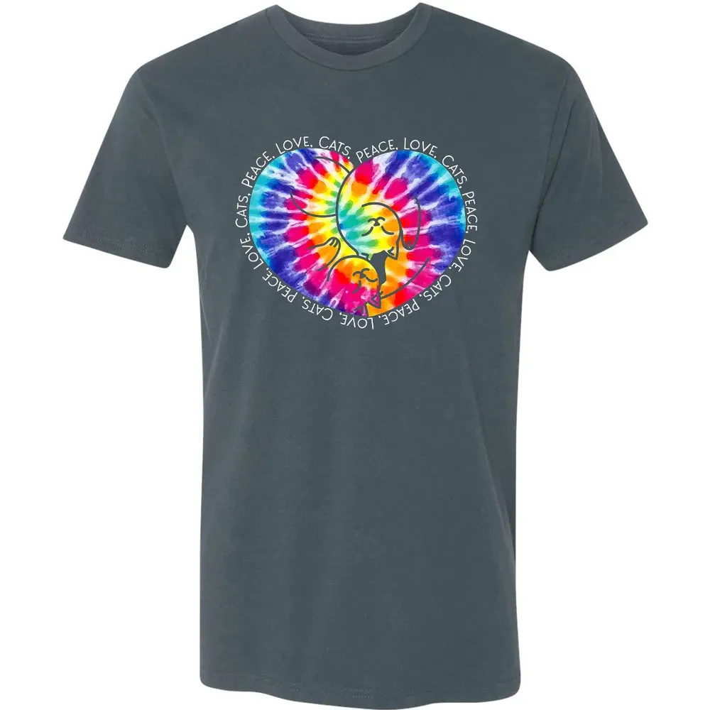 Peace Love Cats Tie Dye Premium Unisex T-shirt - 14