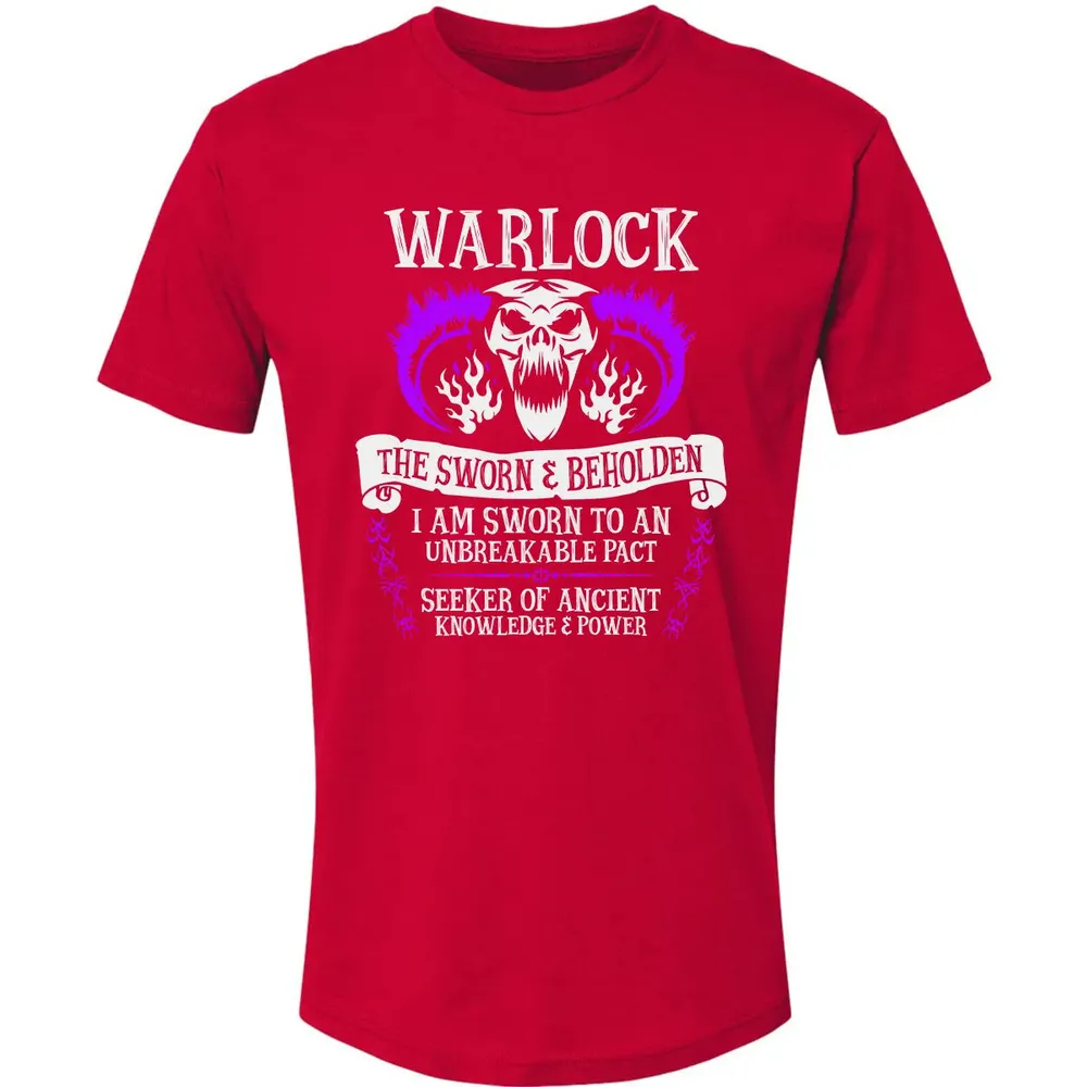 WARLOCK, THE SWORN AND BEHOLDEN   (White Text) Premium Unisex T-shirt - 6