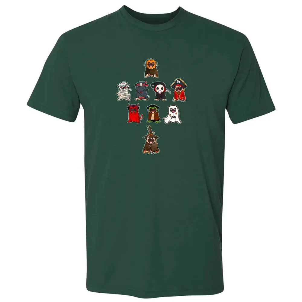 Pug Halloween Costume Ninja Witch Dracula Boo Mummy Pirate Premium Unisex T-shirt - 12