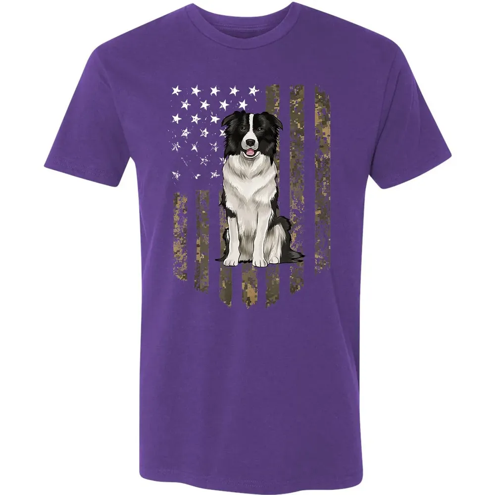 Camo American Flag Border Collie 4th Of July USA Premium Unisex T-shirt - 7