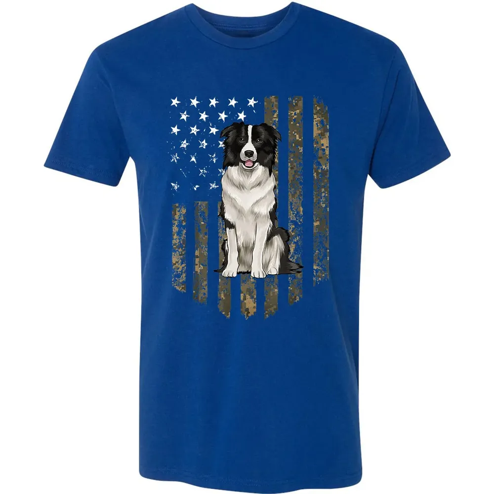Camo American Flag Border Collie 4th Of July USA Premium Unisex T-shirt - 10