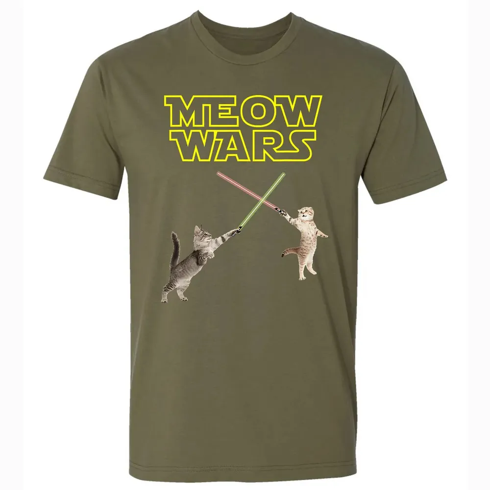 Meow Wars funny Cat lover pop art Premium Unisex T-shirt - 5