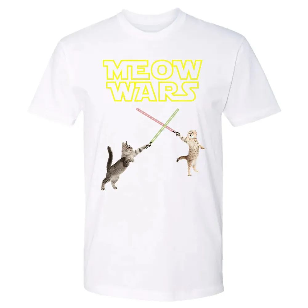 Meow Wars funny Cat lover pop art Premium Unisex T-shirt - 4