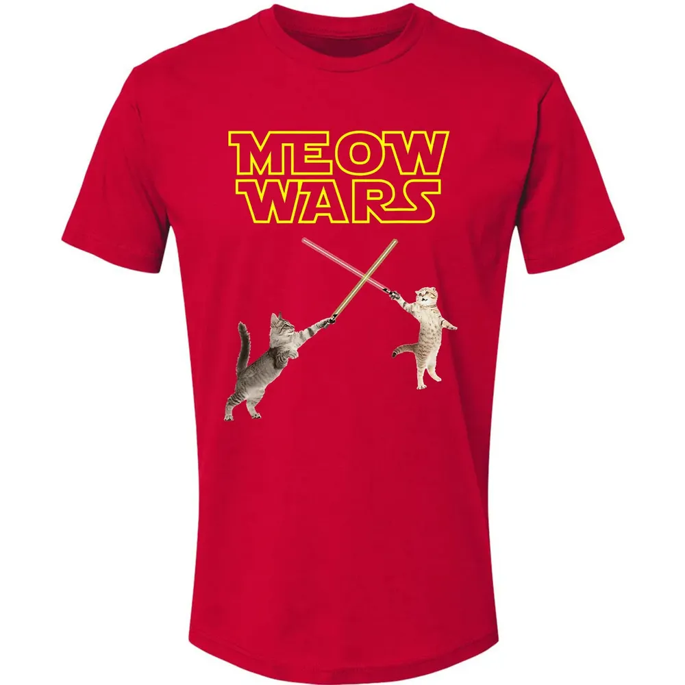 Meow Wars funny Cat lover pop art Premium Unisex T-shirt - 6
