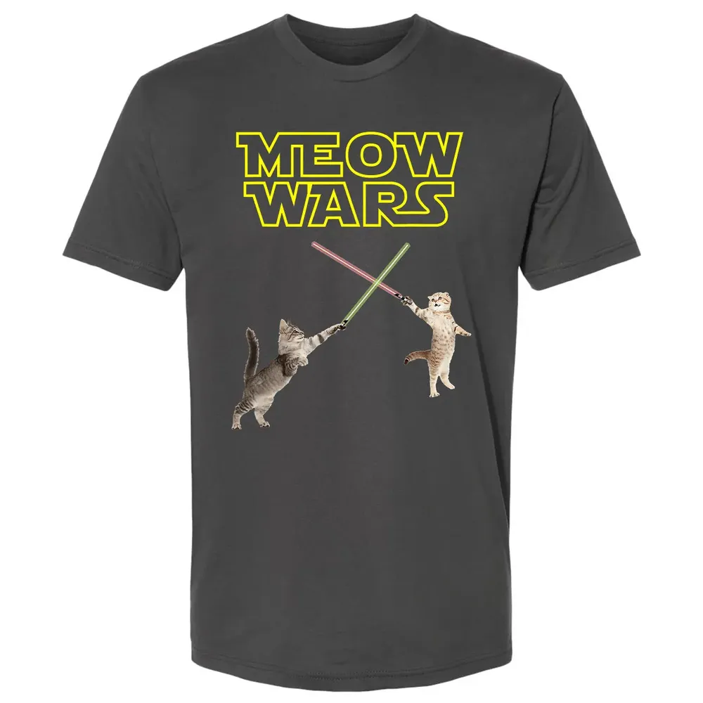 Meow Wars funny Cat lover pop art Premium Unisex T-shirt - 8