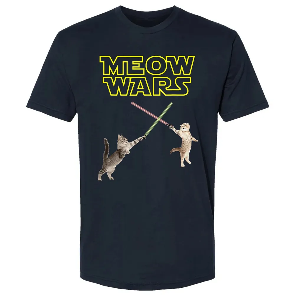 Meow Wars funny Cat lover pop art Premium Unisex T-shirt - 2