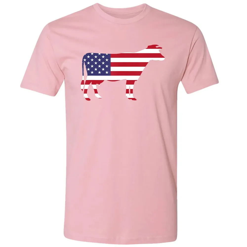 Cow American Flag  Funny 4th of July USA America Premium Unisex T-shirt - 3