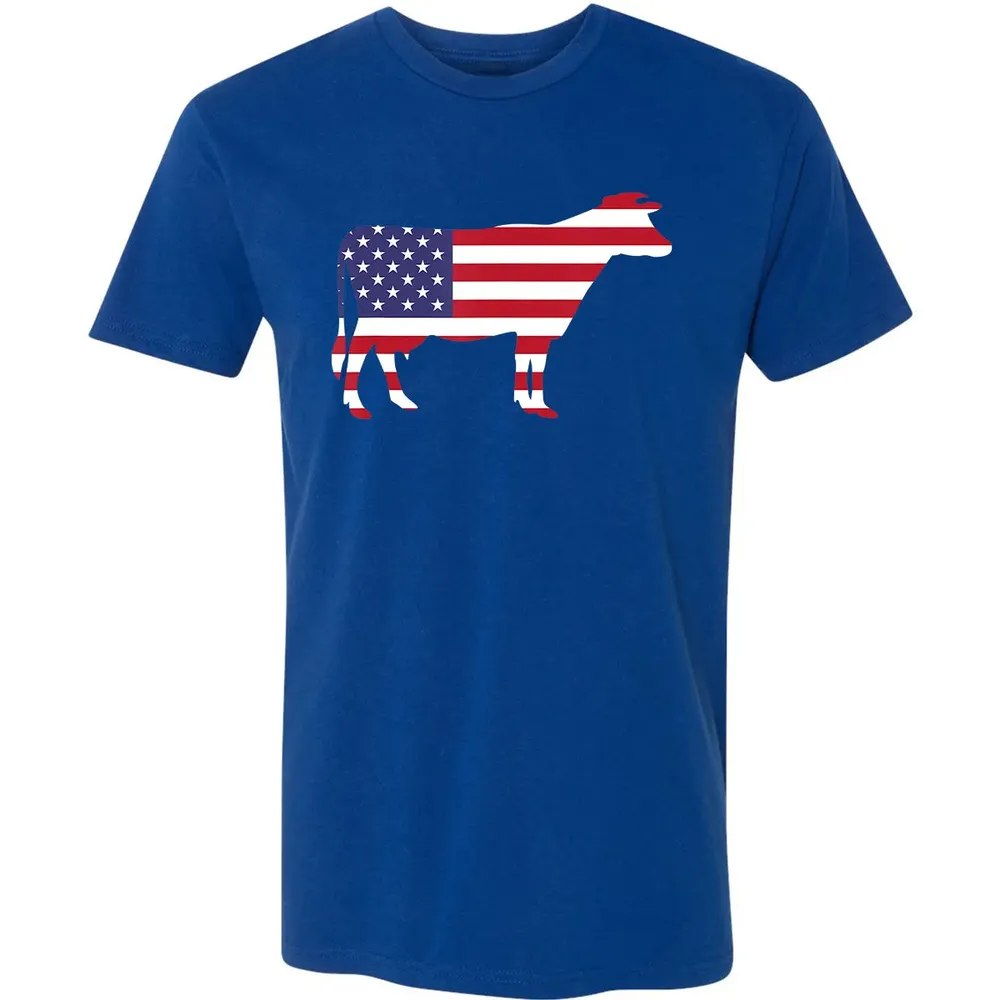 Cow American Flag  Funny 4th of July USA America Premium Unisex T-shirt - 10