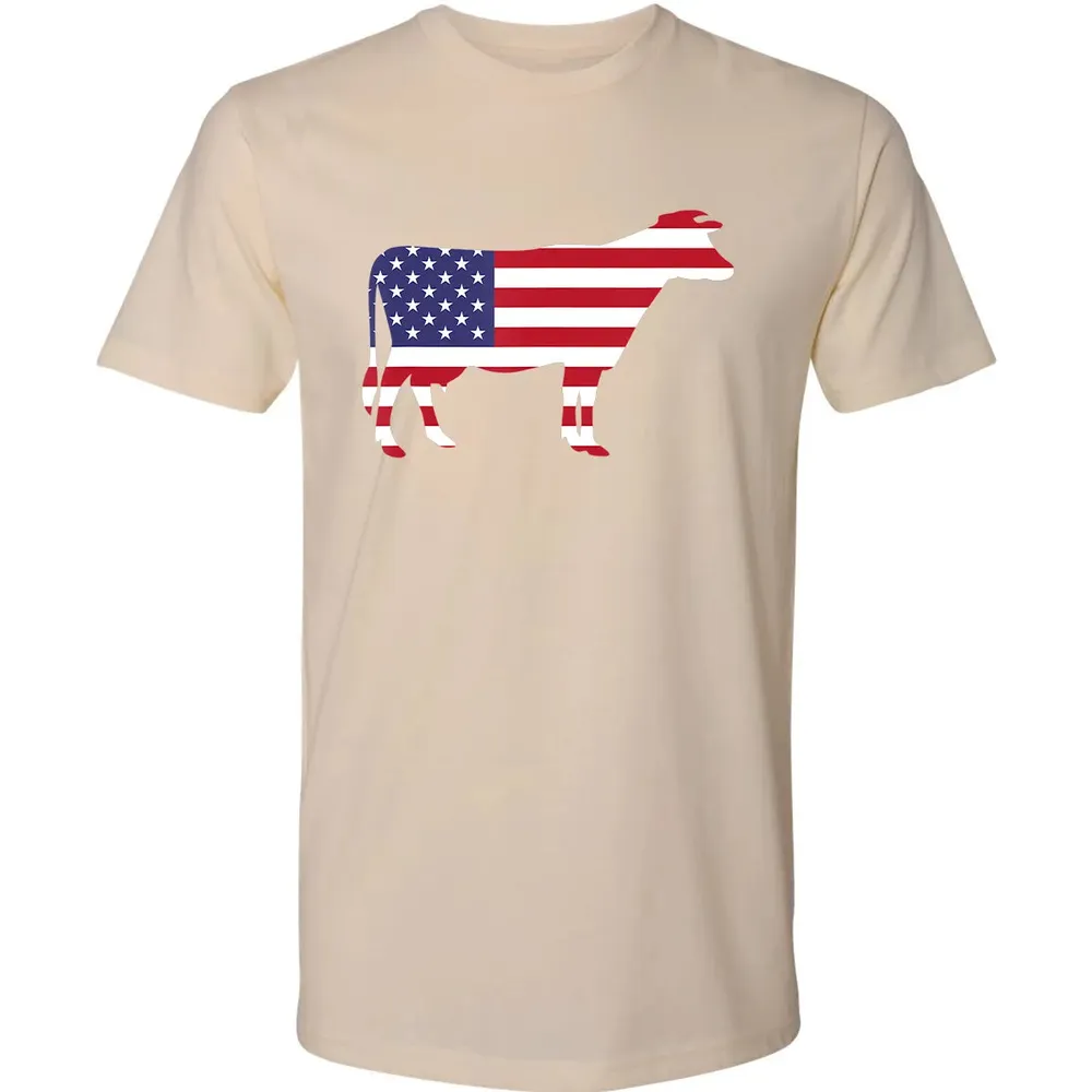 Cow American Flag  Funny 4th of July USA America Premium Unisex T-shirt - 13