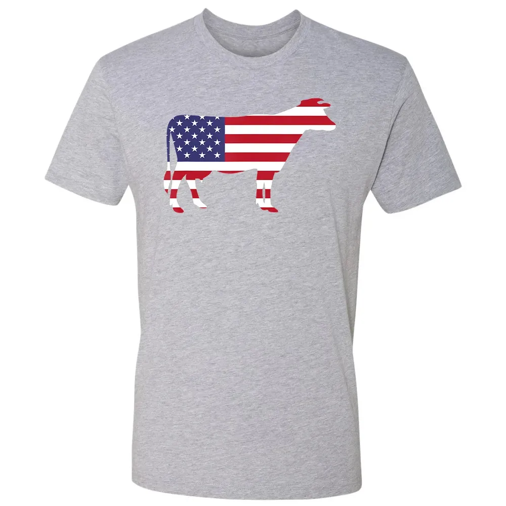 Cow American Flag  Funny 4th of July USA America Premium Unisex T-shirt - 9