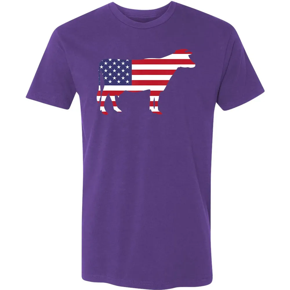 Cow American Flag  Funny 4th of July USA America Premium Unisex T-shirt - 7