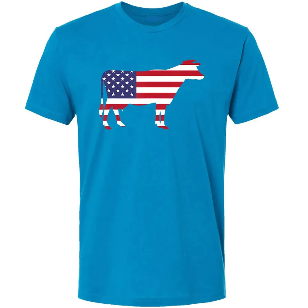 Cow American Flag  Funny 4th of July USA America Premium Unisex T-shirt - 15