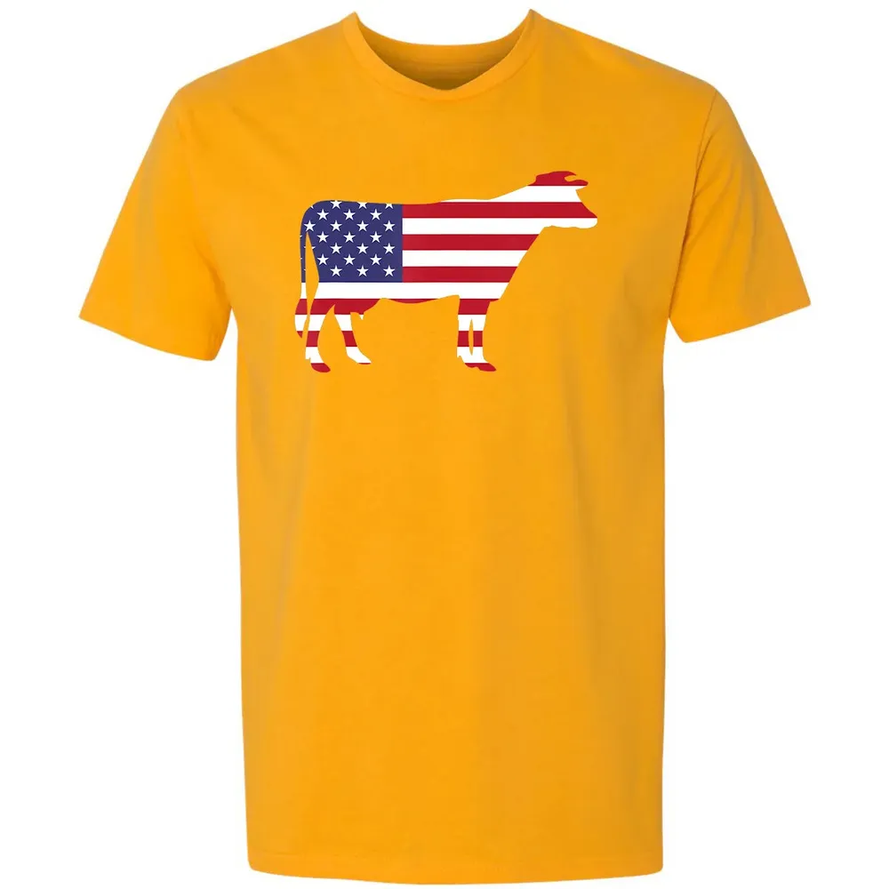 Cow American Flag  Funny 4th of July USA America Premium Unisex T-shirt - 11