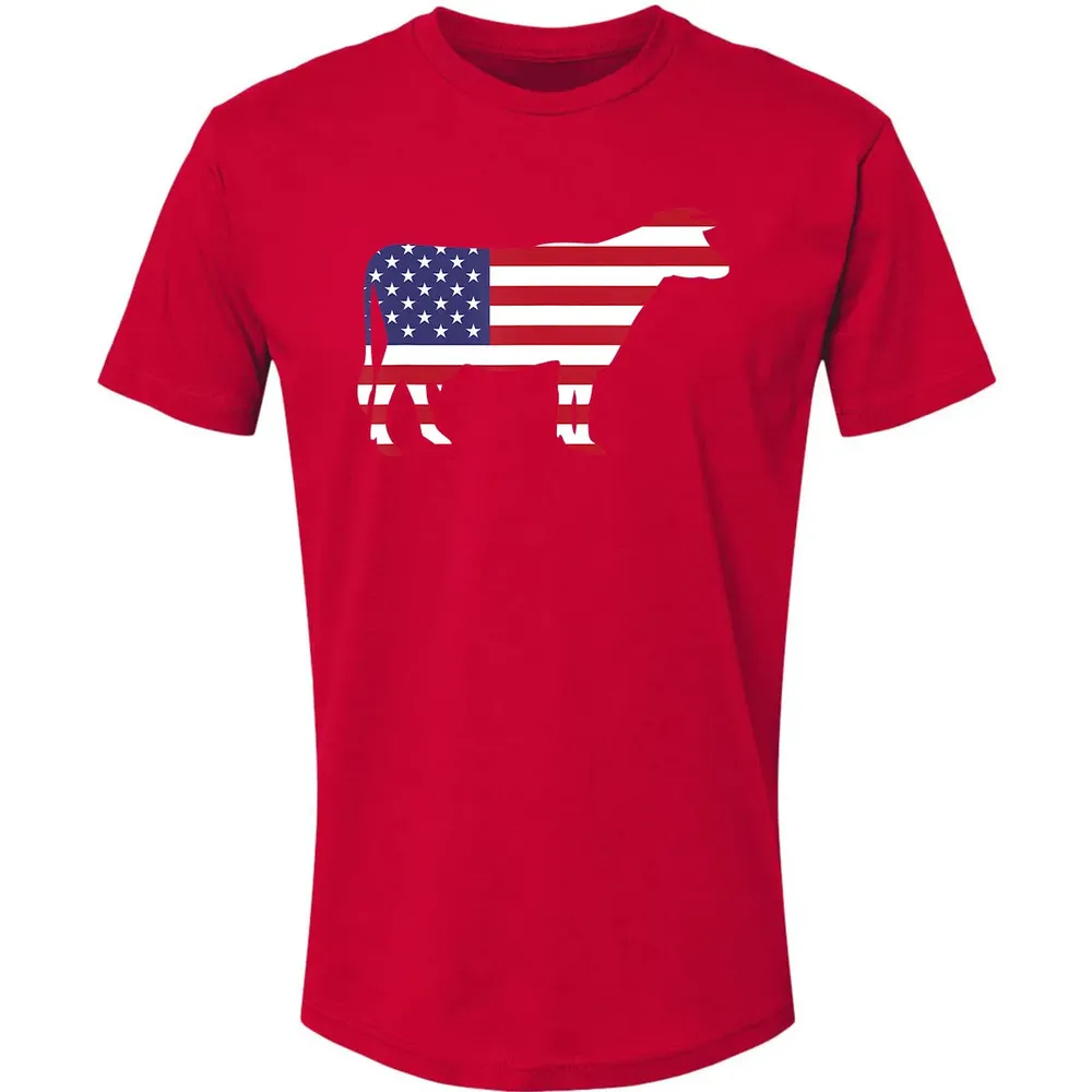 Cow American Flag  Funny 4th of July USA America Premium Unisex T-shirt - 6