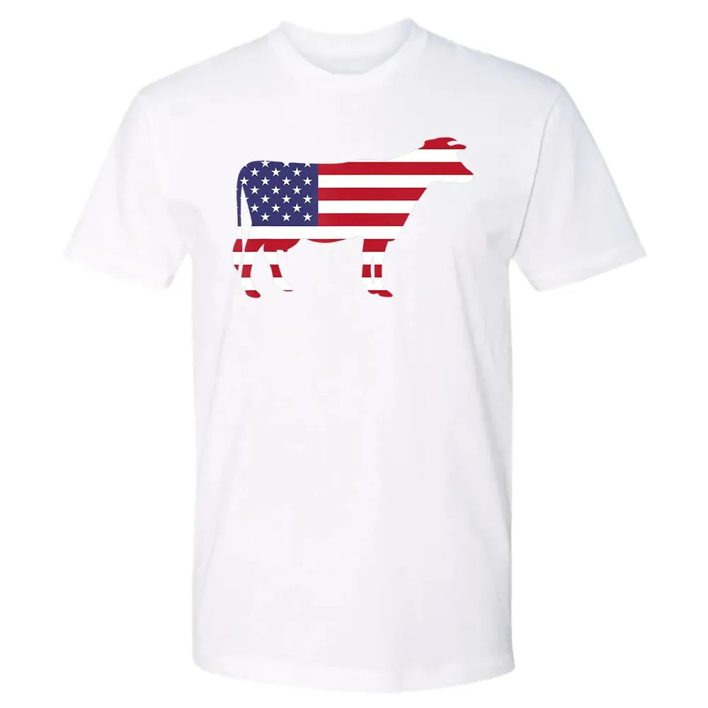 Cow American Flag  Funny 4th of July USA America Premium Unisex T-shirt - 4