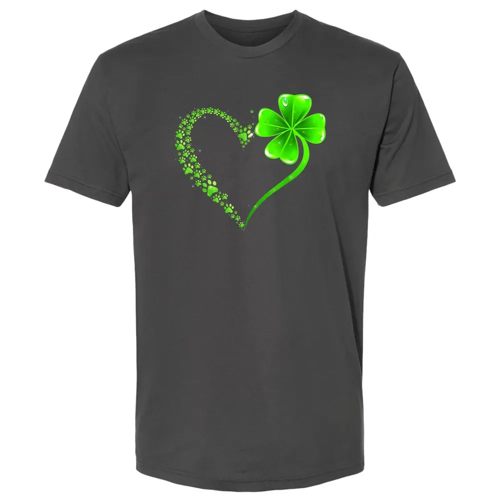 Irish Heart Lucky Shamrock Dog Paws Premium Unisex T-shirt - 8