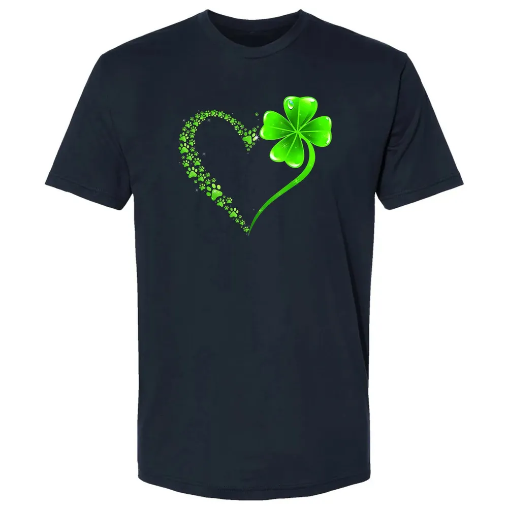 Irish Heart Lucky Shamrock Dog Paws Premium Unisex T-shirt - 2