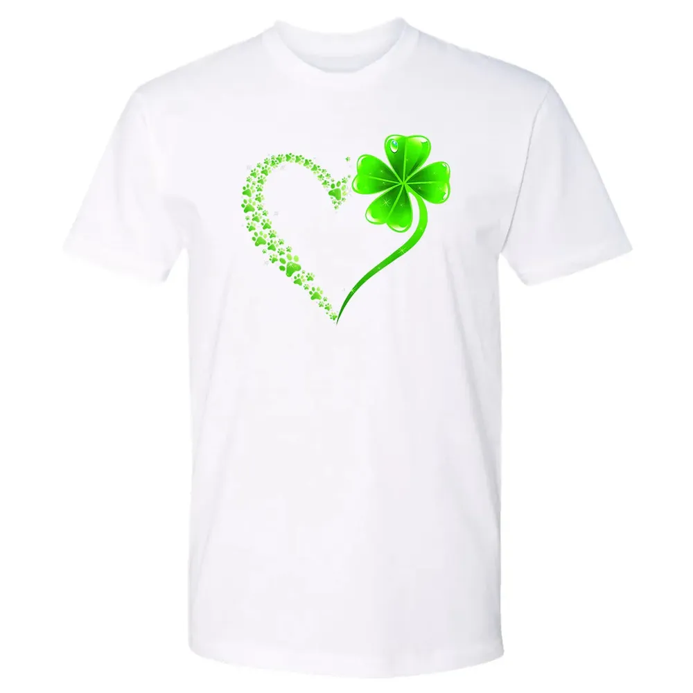 Irish Heart Lucky Shamrock Dog Paws Premium Unisex T-shirt - 4