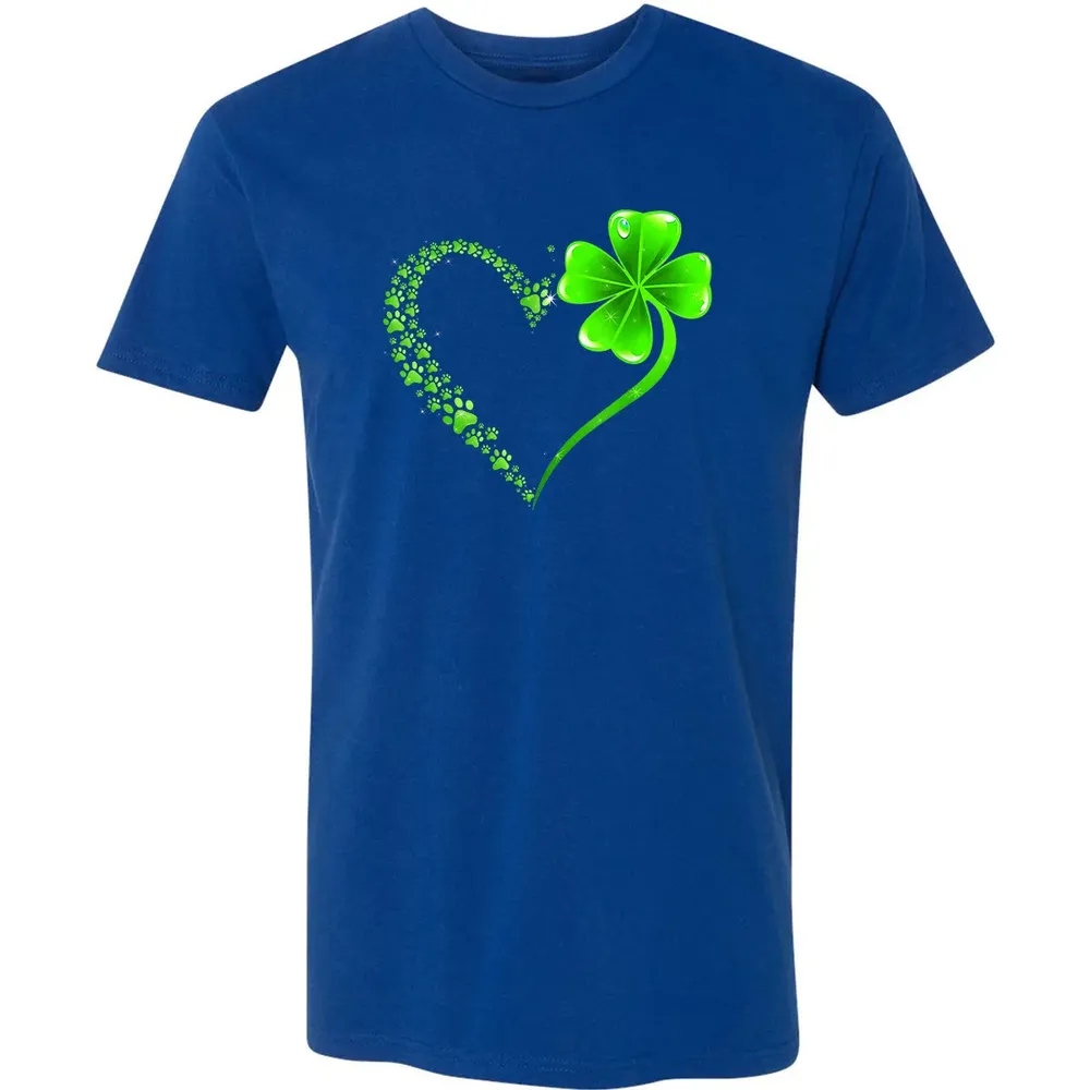 Irish Heart Lucky Shamrock Dog Paws Premium Unisex T-shirt - 10