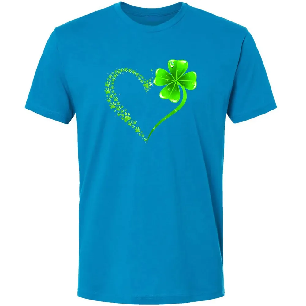Irish Heart Lucky Shamrock Dog Paws Premium Unisex T-shirt - 15