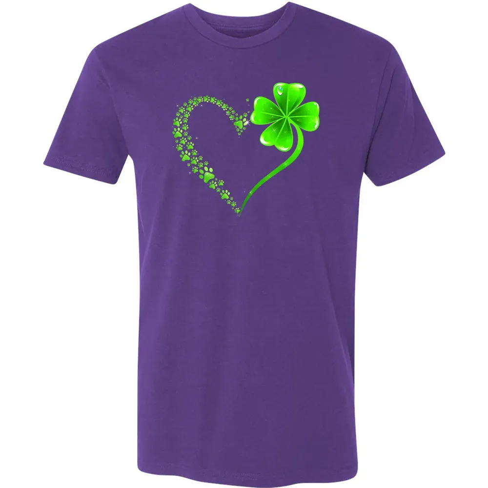 Irish Heart Lucky Shamrock Dog Paws Premium Unisex T-shirt - 7