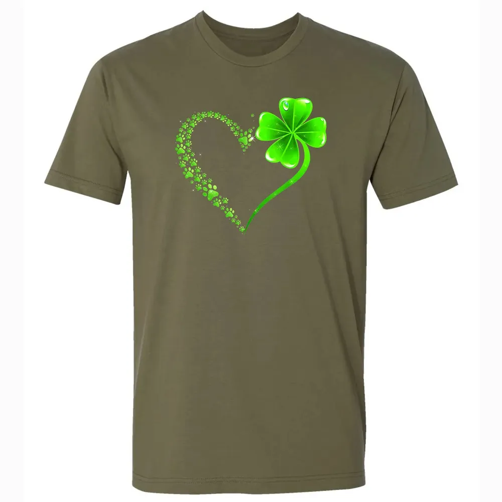 Irish Heart Lucky Shamrock Dog Paws Premium Unisex T-shirt - 5