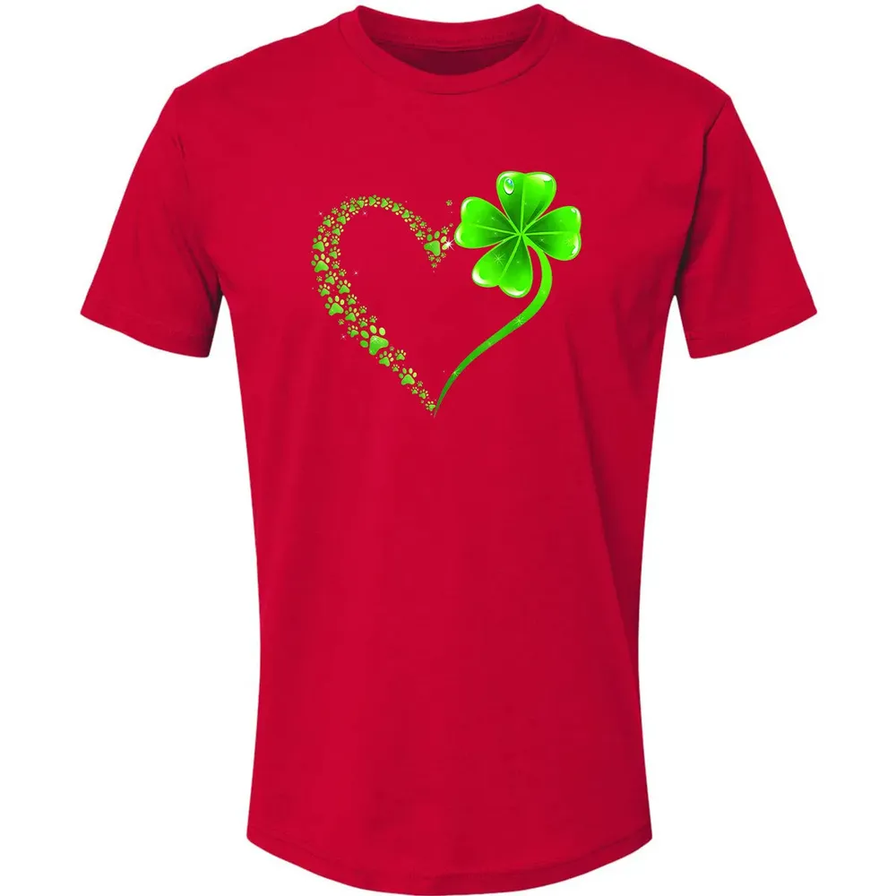 Irish Heart Lucky Shamrock Dog Paws Premium Unisex T-shirt - 6