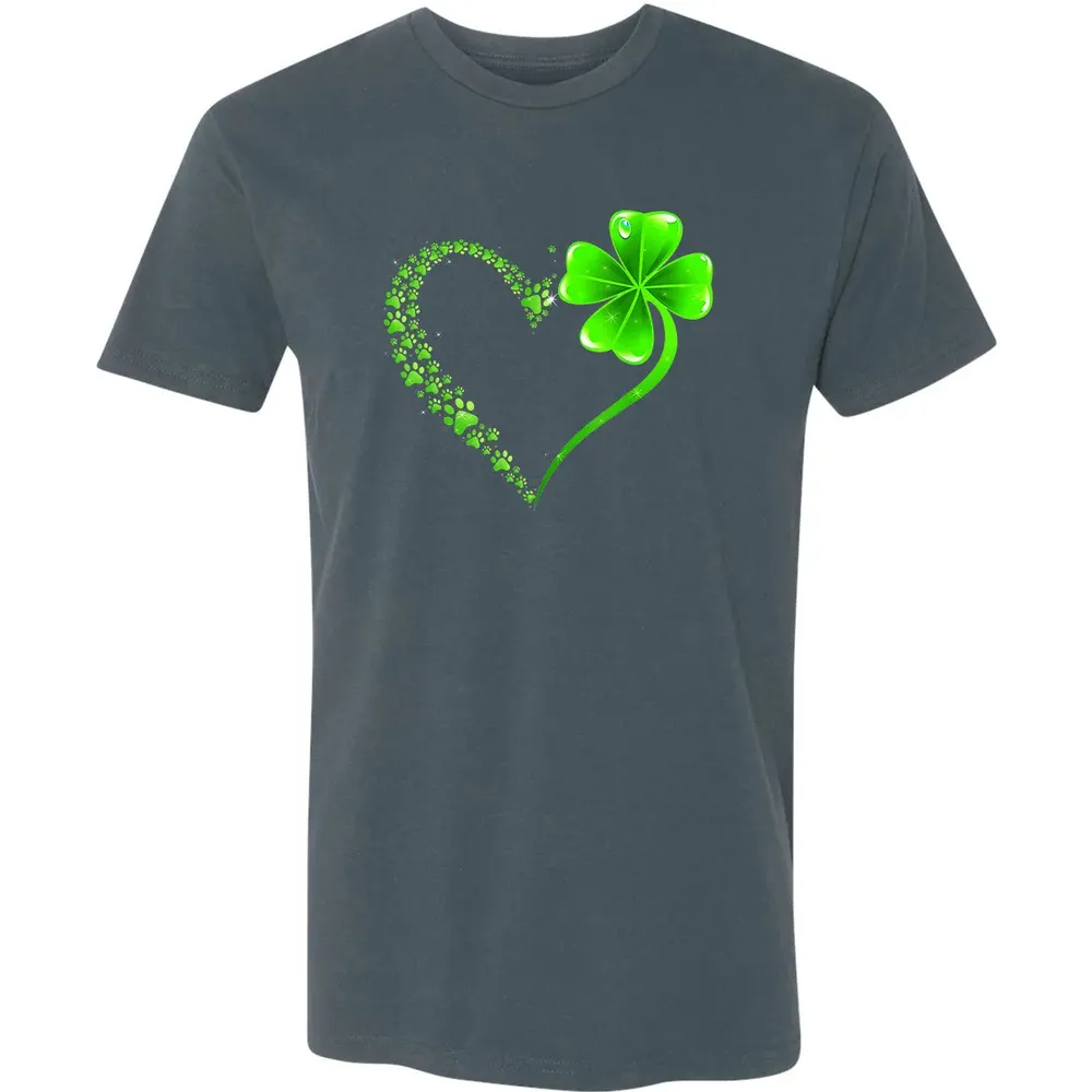 Irish Heart Lucky Shamrock Dog Paws Premium Unisex T-shirt - 14