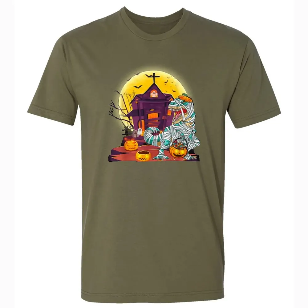 Dinosaur Mummy Halloween Premium Unisex T-shirt - 5