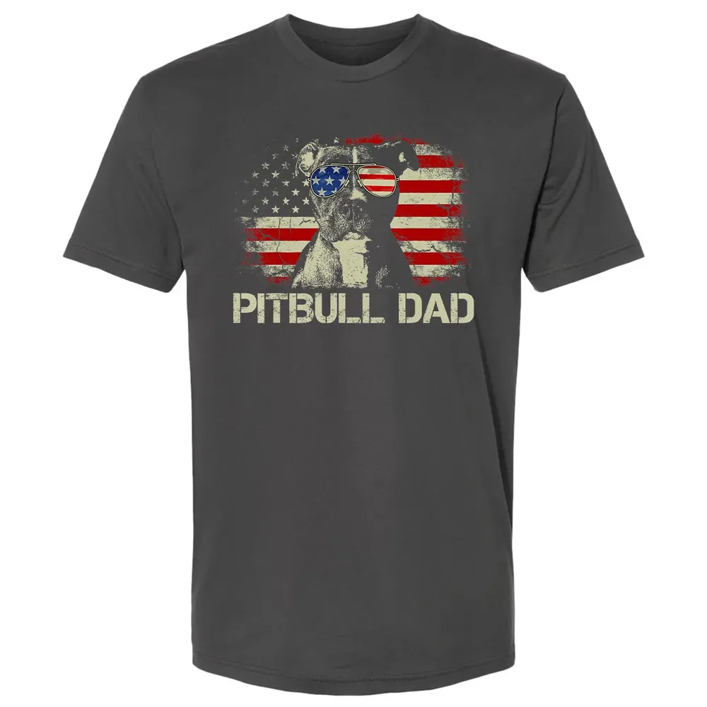 Mens Best Pitbull Dad Ever  American Flag 4th Of July Gift Premium Unisex T-shirt - 8