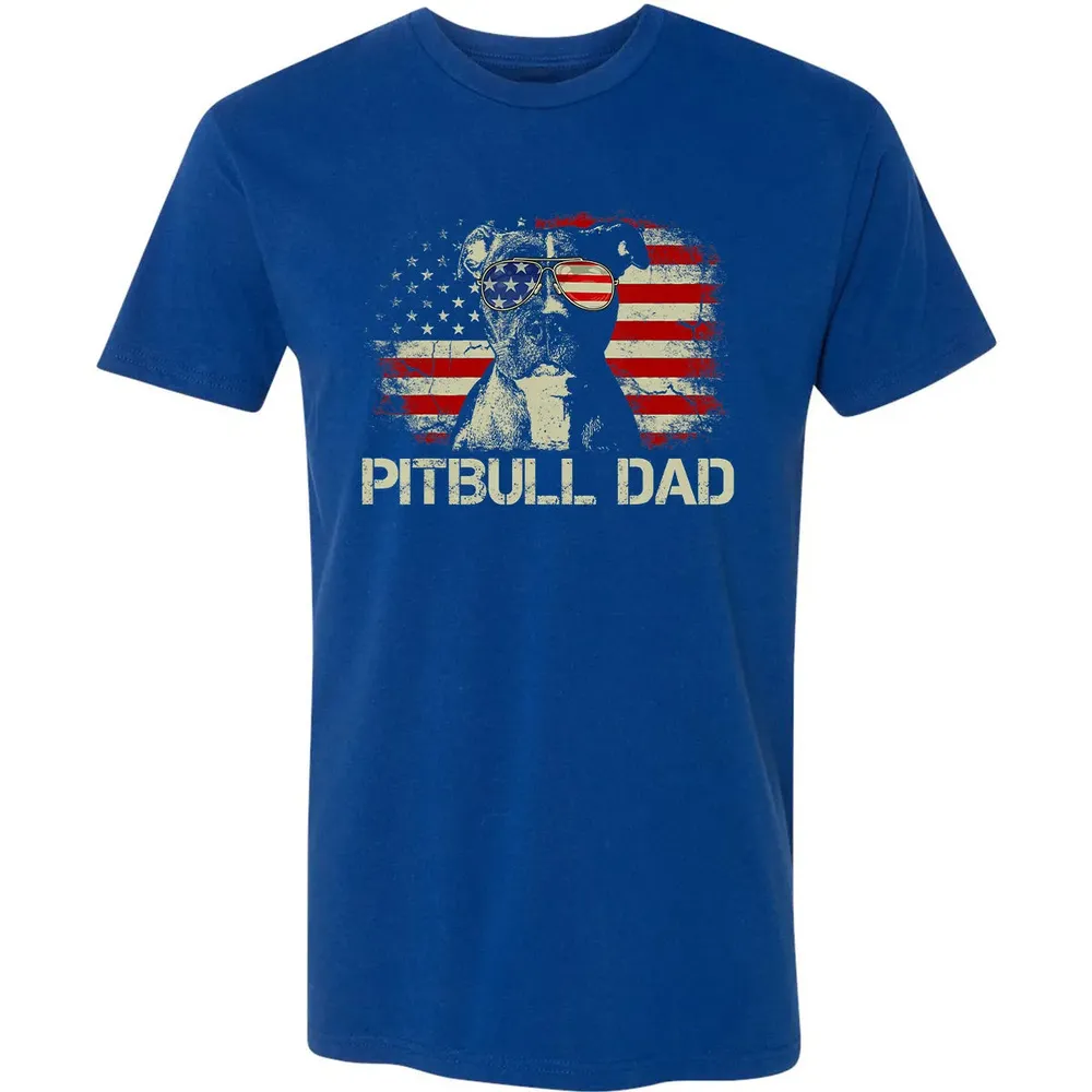 Mens Best Pitbull Dad Ever  American Flag 4th Of July Gift Premium Unisex T-shirt - 10