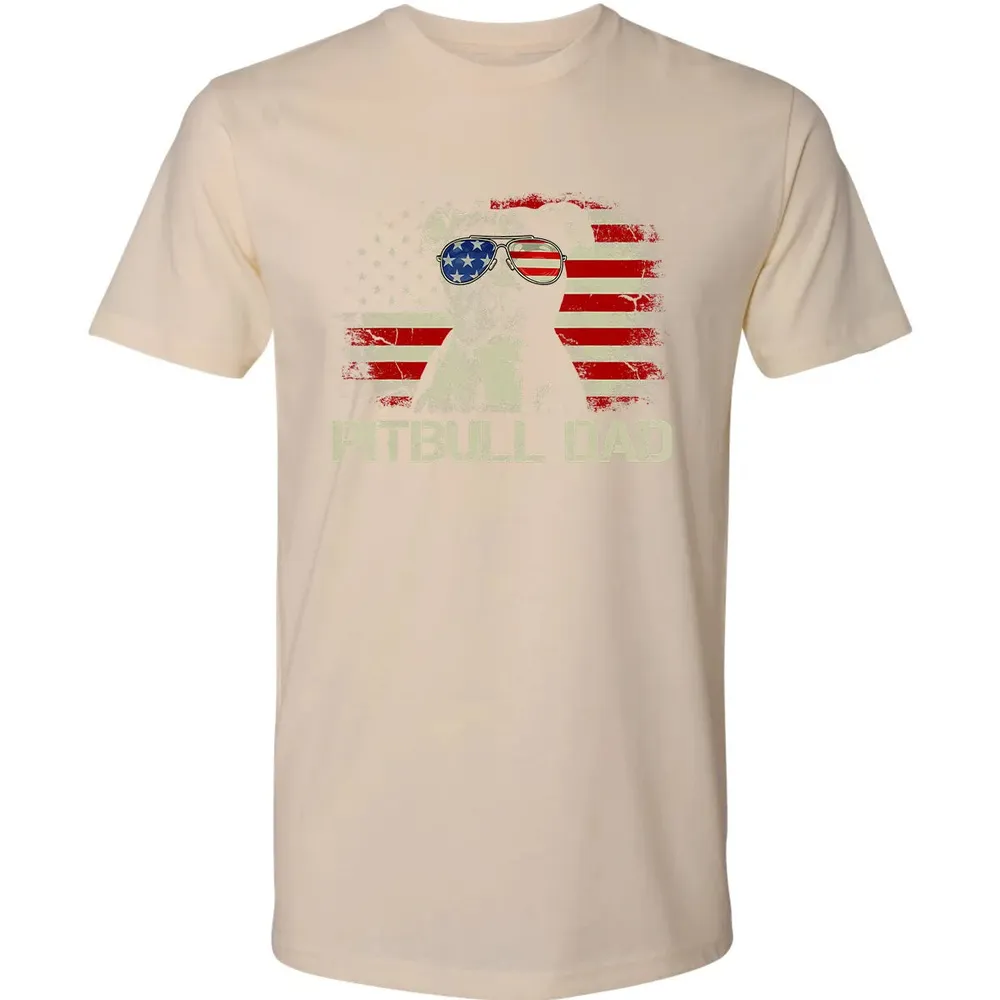 Mens Best Pitbull Dad Ever  American Flag 4th Of July Gift Premium Unisex T-shirt - 13