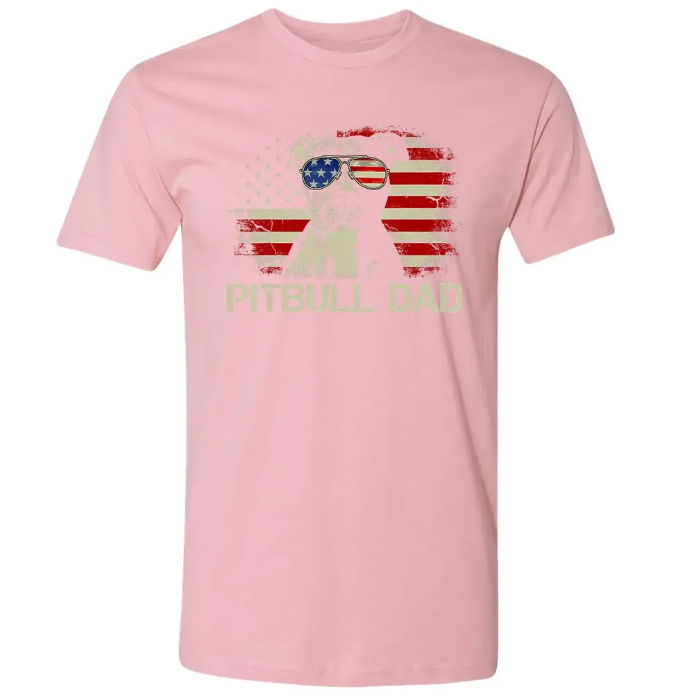 Mens Best Pitbull Dad Ever  American Flag 4th Of July Gift Premium Unisex T-shirt - 3