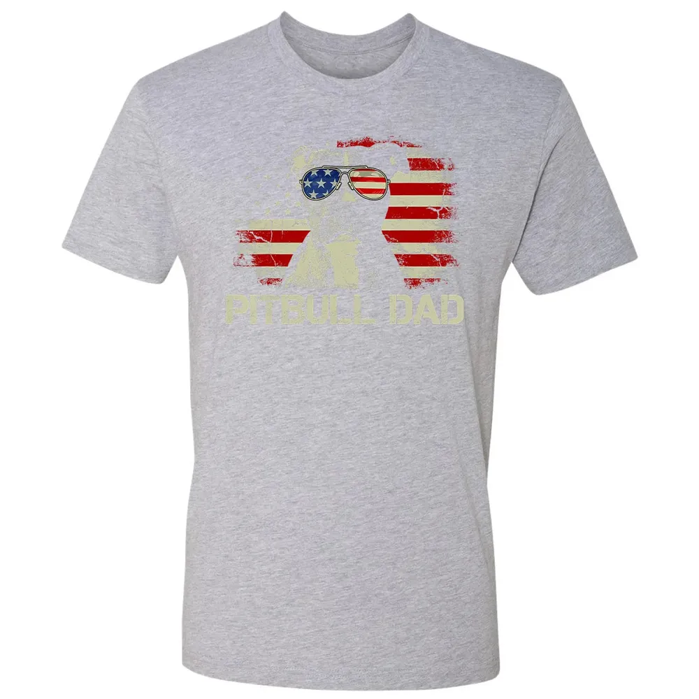 Mens Best Pitbull Dad Ever  American Flag 4th Of July Gift Premium Unisex T-shirt - 9