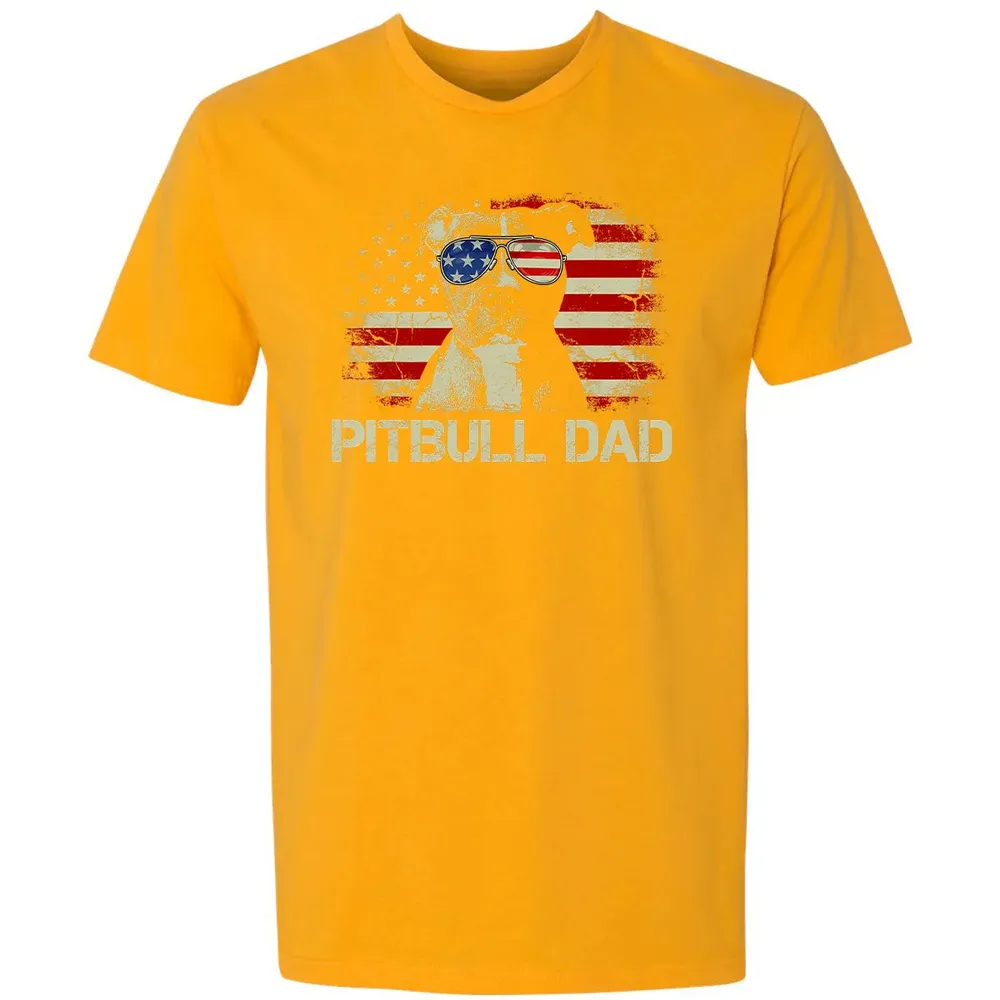 Mens Best Pitbull Dad Ever  American Flag 4th Of July Gift Premium Unisex T-shirt - 11