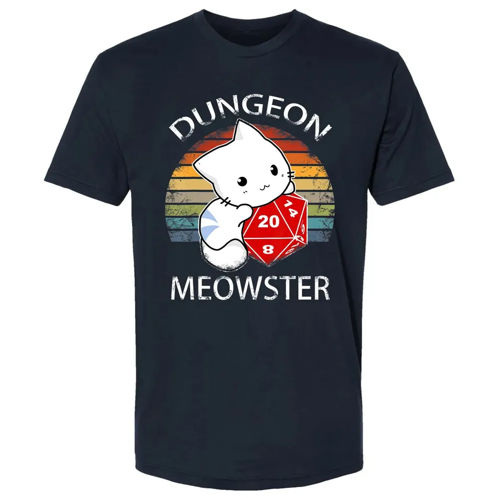Dungeon Meowster Funny Nerdy Gamer Cat D20 RPG Premium Unisex T-shirt - 2