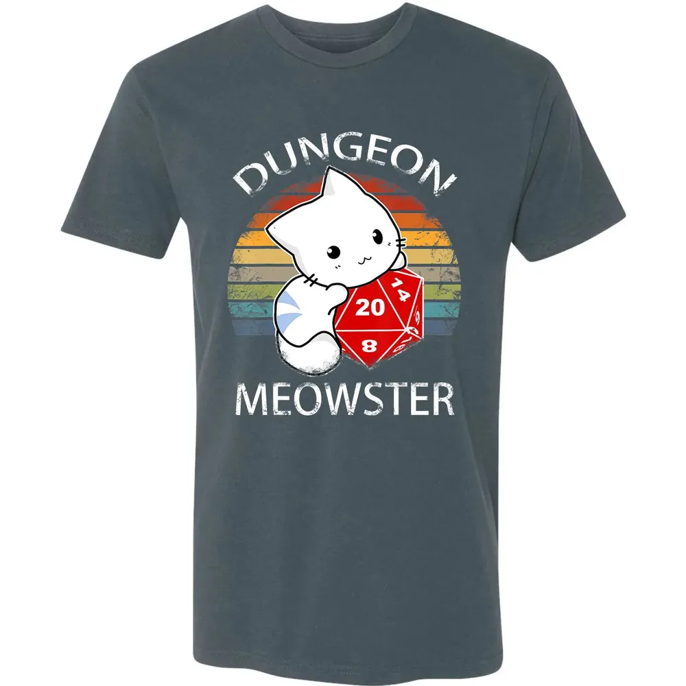 Dungeon Meowster Funny Nerdy Gamer Cat D20 RPG Premium Unisex T-shirt - 14