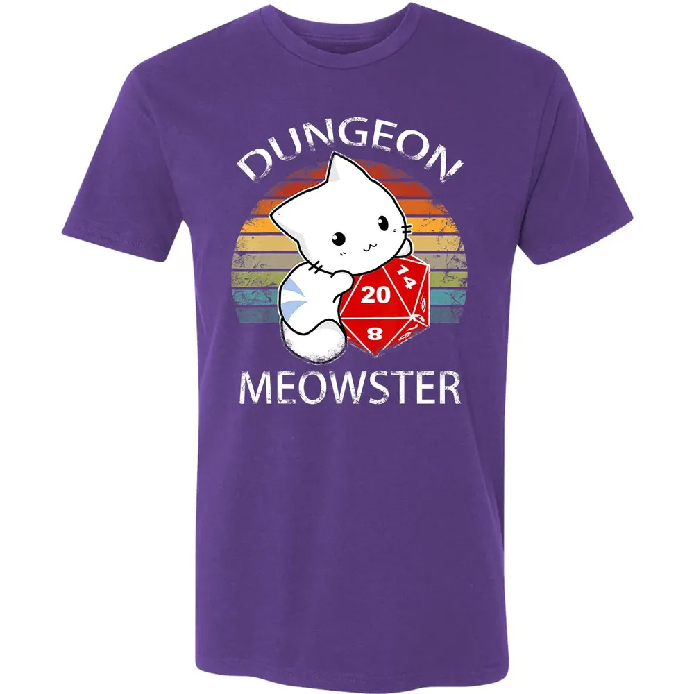 Dungeon Meowster Funny Nerdy Gamer Cat D20 RPG Premium Unisex T-shirt - 7