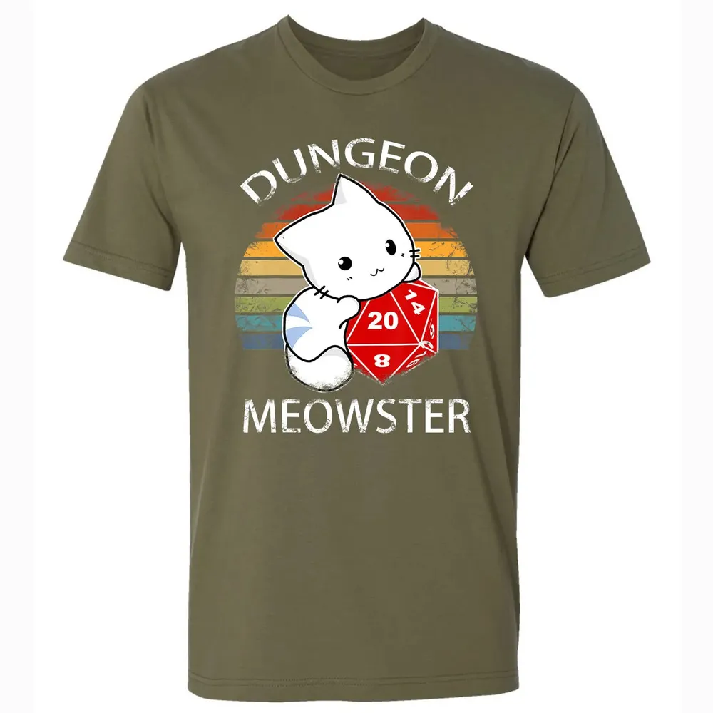 Dungeon Meowster Funny Nerdy Gamer Cat D20 RPG Premium Unisex T-shirt - 5